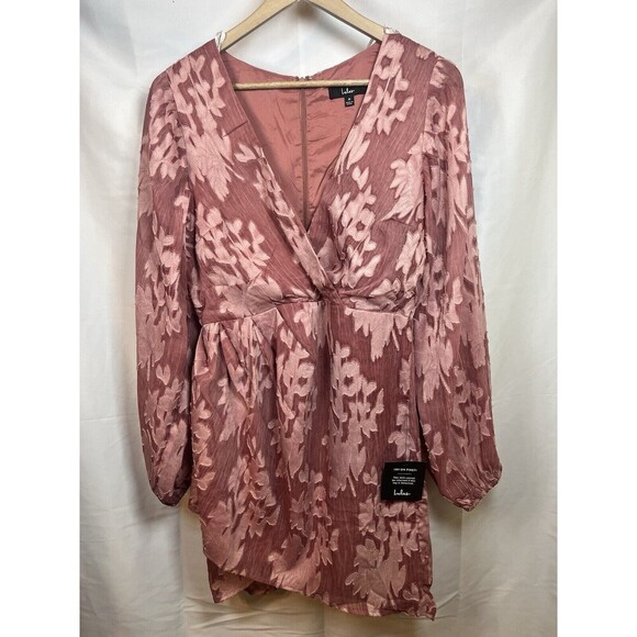 Lulus meant to shine mauve floral long sleeve mini dress womens medium NEW - Picture 1 of 10